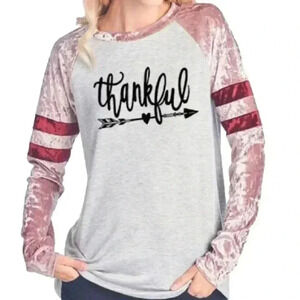 “Hope” Thankful Top with Velvet Sleeves